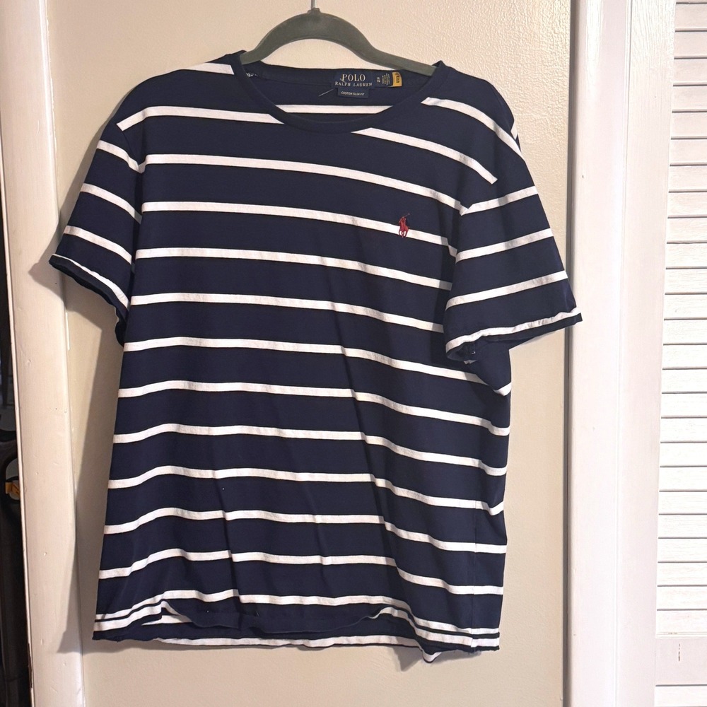 POLO RALPH LAUREN Mens Custon Slim Fit Striped Basic Tee‎ SZ XL